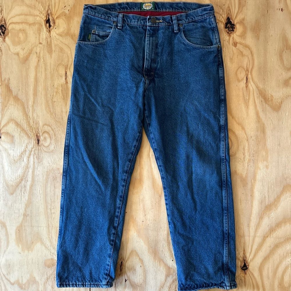 Cabela's Fleece Lined Straight Leg Blue Jeans 38